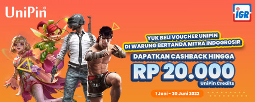 Top Up Game pakai Voucher UniPin yang dibeli di Mitra Indogrosir dan Dapatkan Cashback hingga 20.000 UniPin Credits